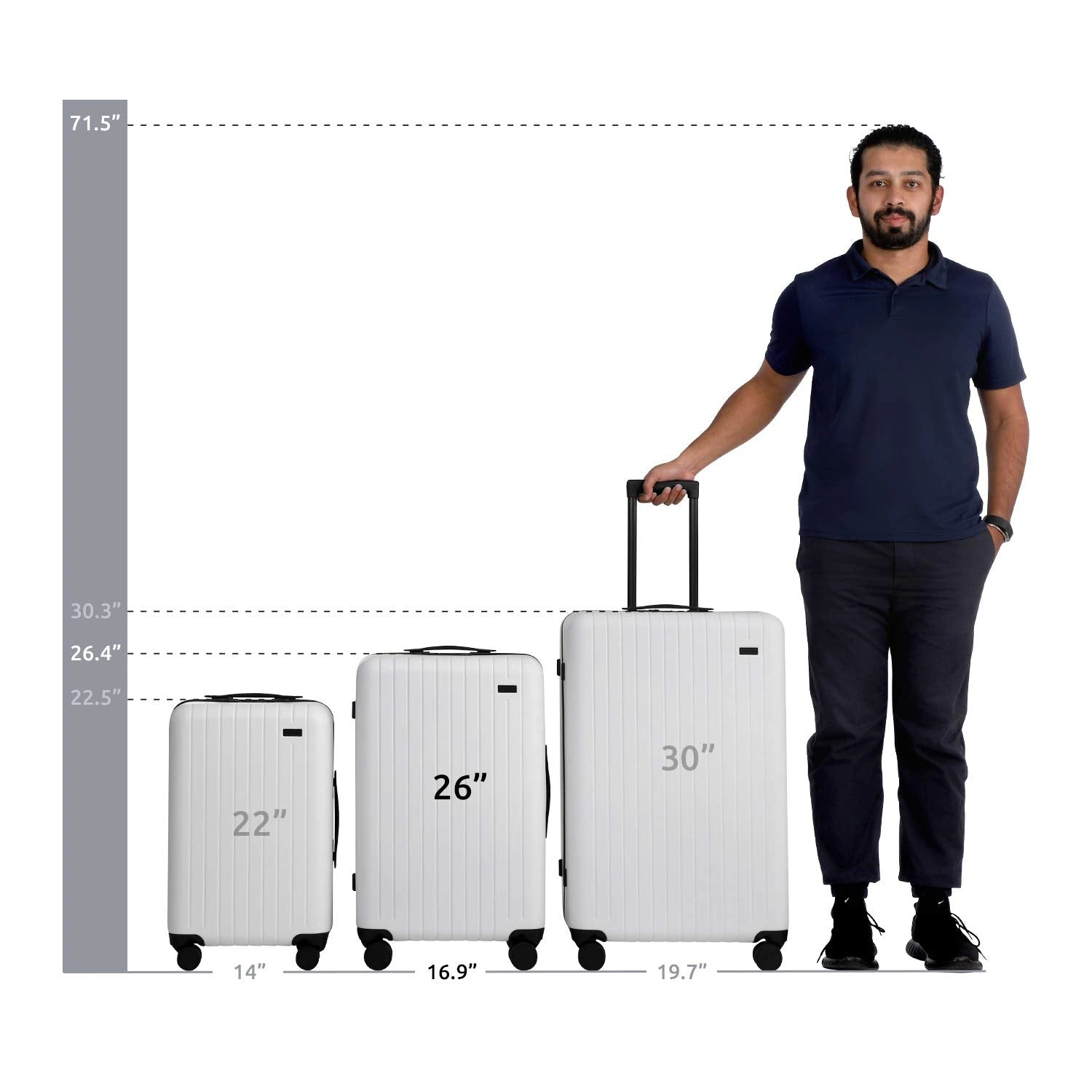 Glide & Go 26" White Suitcase Effortless Travel Style